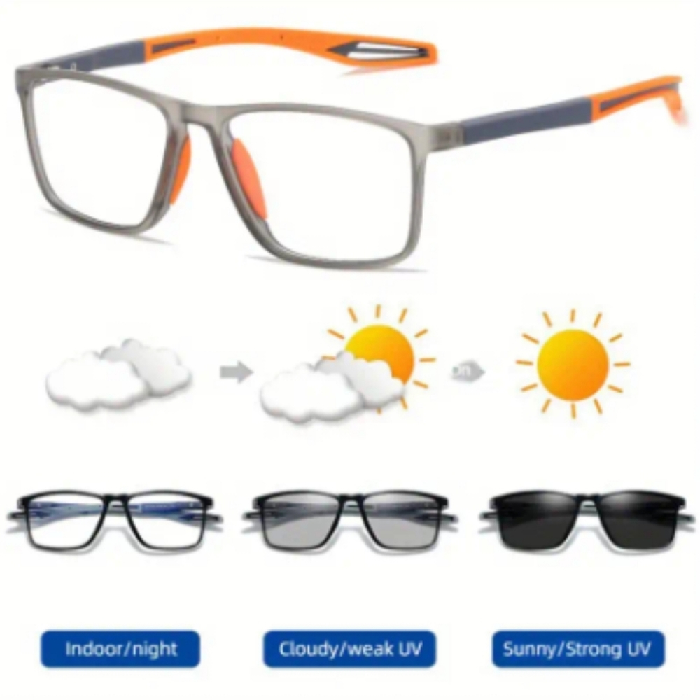 New Unisex Photochromic Vintage Sunglasses Ultra TR90 Anti Blue Light - Picture 1 of 4